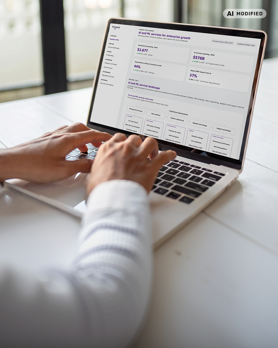 AI and machine learning dashboard displayed on a laptop