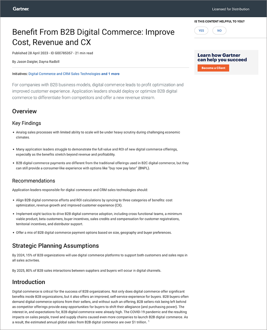 Gartner reprint, digital commerce